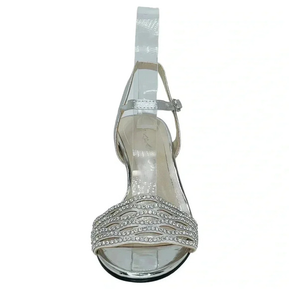 Caparros Womens Heels 7.5M Quirin Silver Faux Leather Rhinestone Slingback - Picture 4 of 12